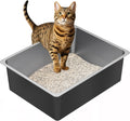 Steel Litter Box - High Sided Metal Cat Litter Box Pan, Never Absorbs Smell, Easy to Clean Non Stick Cat Litterbox Tray Toilet Pet Supplies for Indoor Kitty, Kitten, Rabbit, Puppy
