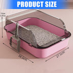 Collapsible Litterbox with High Sides Small Cats Litter Pan with Scoop Open Cat Litter Box Portable Travel Kittens Toilet Kitten Starter Kit for Kittens Adult Cat Elderly Cats (Pink)