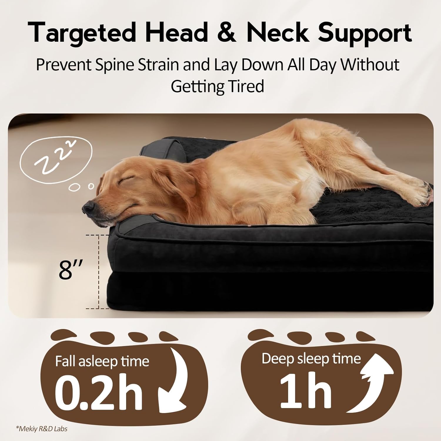 Large Dog Bed - Orthopedic Egg-Crate Memory Foam Dog Beds with Removable Washable Cover, Waterproof Pet Beds with Non-Slip Bottom, (Black)