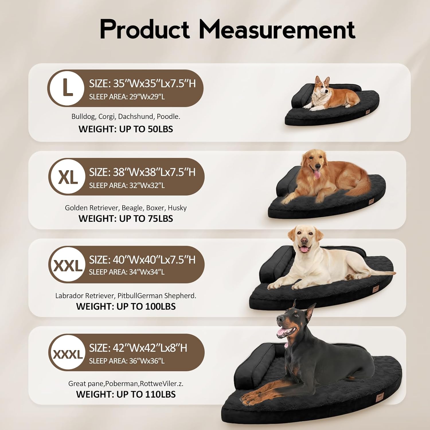 Waterproof Orthopedic Memory Foam Dog Bed (Black)