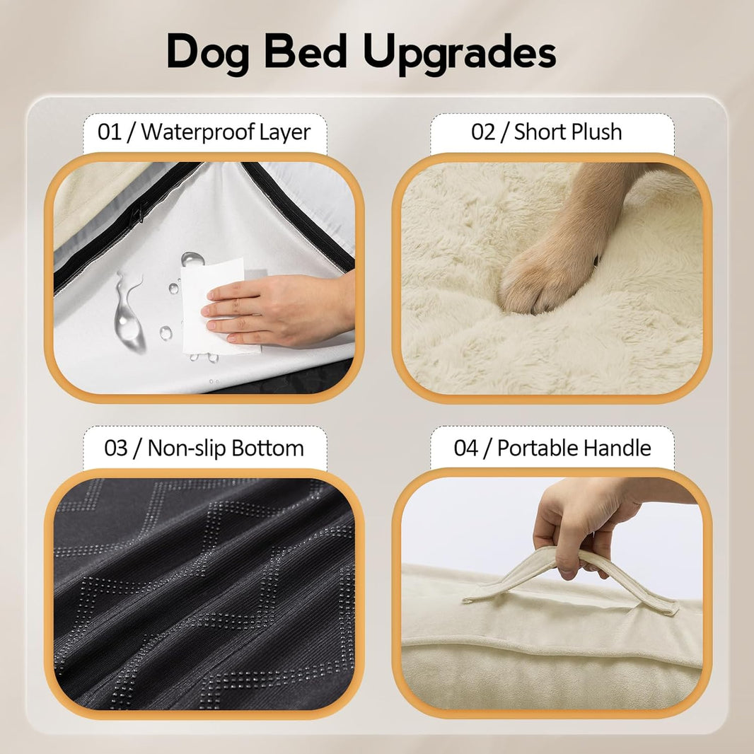 Waterproof Orthopedic Memory Foam Dog Bed (Beige)