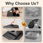Steel Litter Box with Lid XL Extra Large Litter Box Enclosed Top Entry Metal Litterbox for Big Cats Easy Cleaning Less Leakage & High Sided with Mat Aisle & Scoop