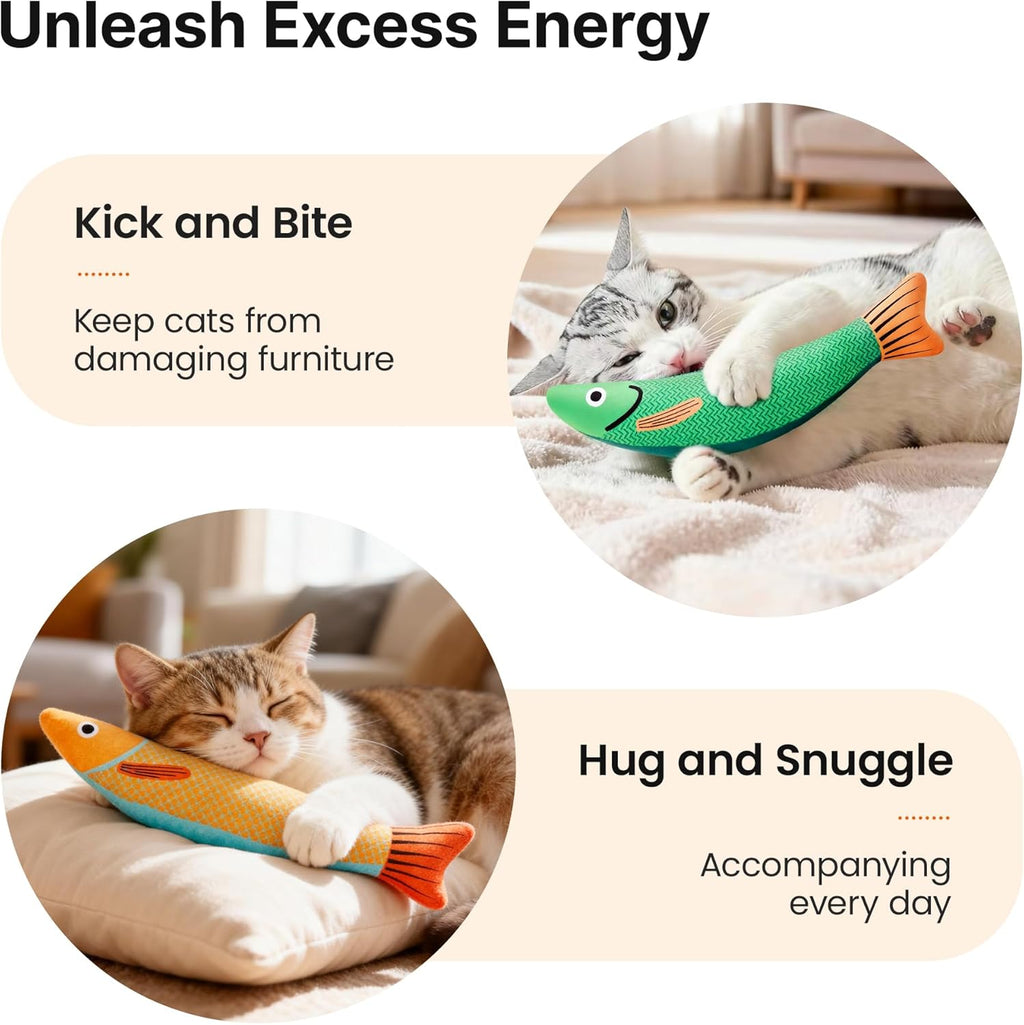 Cat Toys Saury Fish, 3 Pack, Catnip Crinkle Sound, Soft and Durable, Interactive Kitten Kicker for Indoor Kitty Exercise for All Breeds