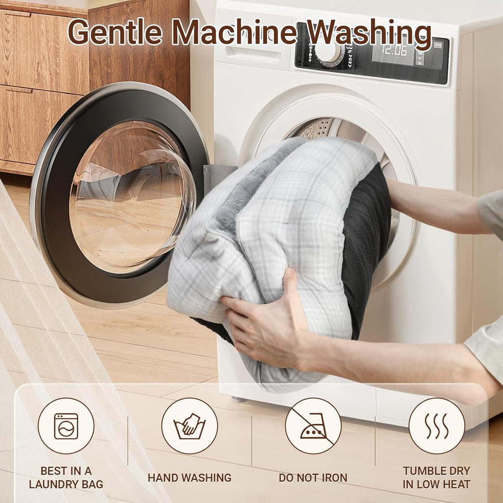 Dog Beds for Small Medium Dogs & Cats, Orthopedic Sleeping Pet Bed for Couch with Durable Puppy Cuddler and Anti-Slip Bottom Machine Washable(gray)