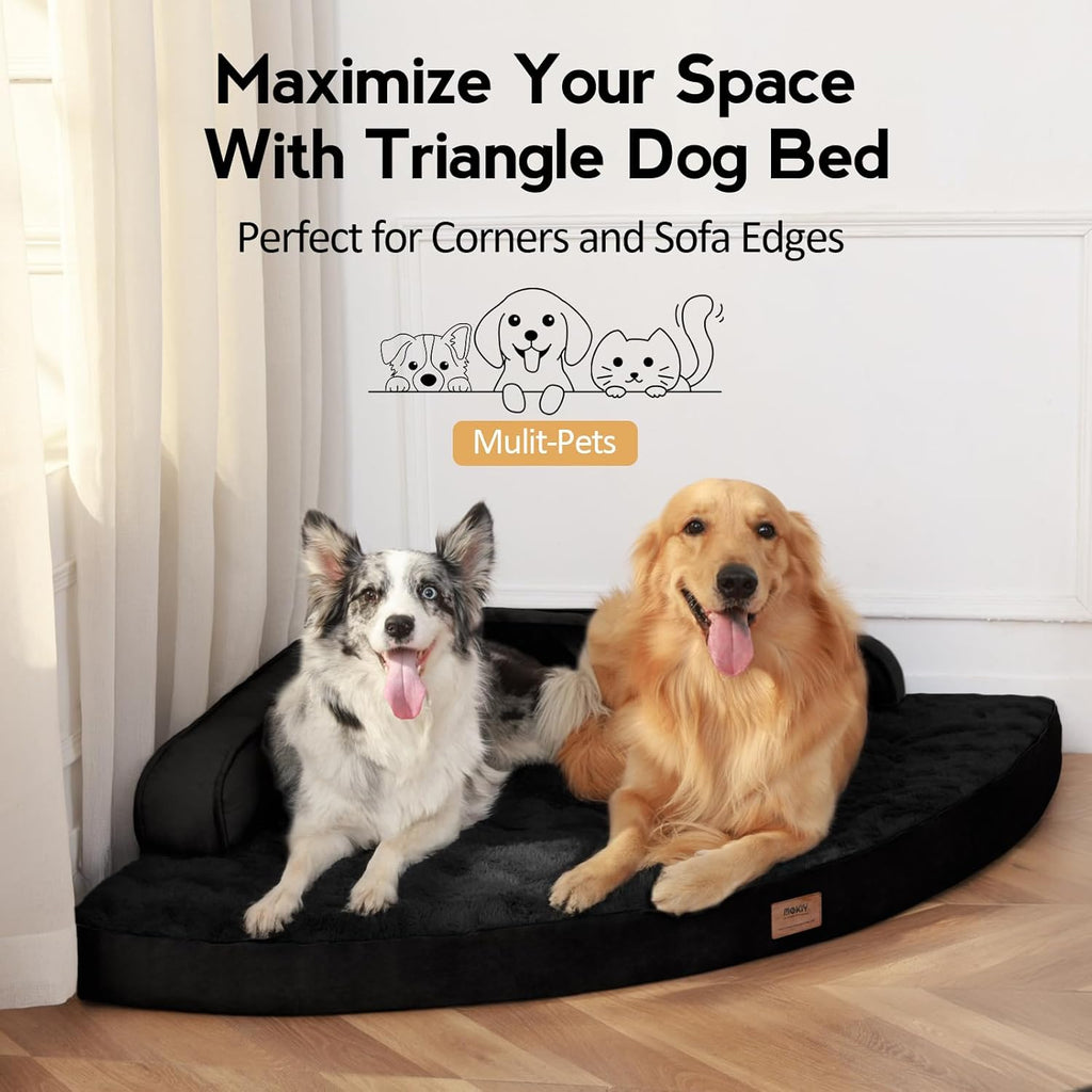 Large Dog Bed - Orthopedic Egg-Crate Memory Foam Dog Beds with Removable Washable Cover, Waterproof Pet Beds with Non-Slip Bottom, (Black)