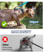 Cat Harness and Leash Set, 3-in-1 Adjustable & Lightweight, Escape-Proof, Comfortable Soft Kitten Harness for Large Cats, Safe, Easy to Wear, Outdoor Walking Travel