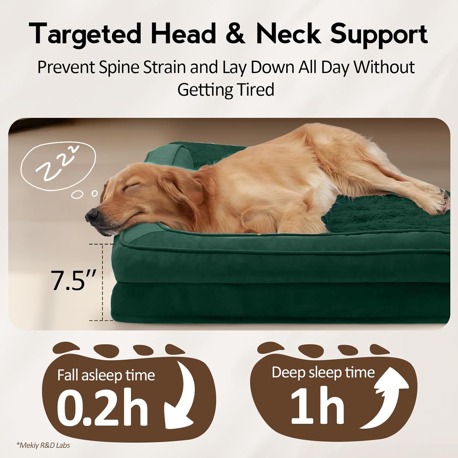 Large Dog Bed - Orthopedic Egg-Crate Memory Foam Dog Beds with Removable Washable Cover, Waterproof Pet Beds with Non-Slip Bottom(Green)