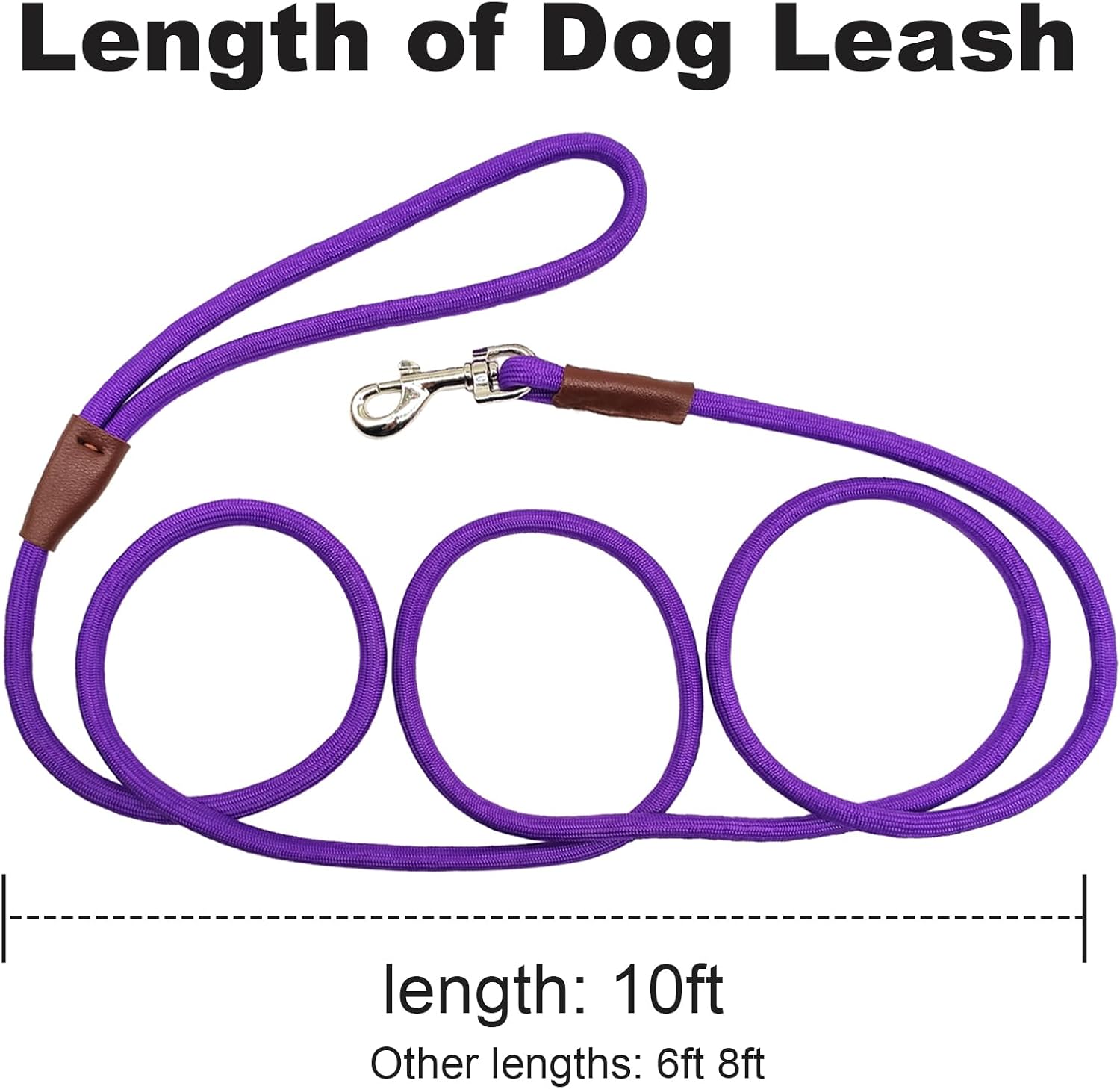 Small Dog Leash, 1/4" by 6/8/10 FT Lightweight Strong Nylon Rope Leash, Bright Classic Lead for Small Pets/Puppy/Cat