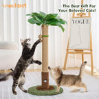 Cat Scratching Post for Indoor Cats and Kitten - 35.43" Tall Cat Scratching Post with Sisal Rope,Palm Tree Cat Scratch Post with Hanging Ball