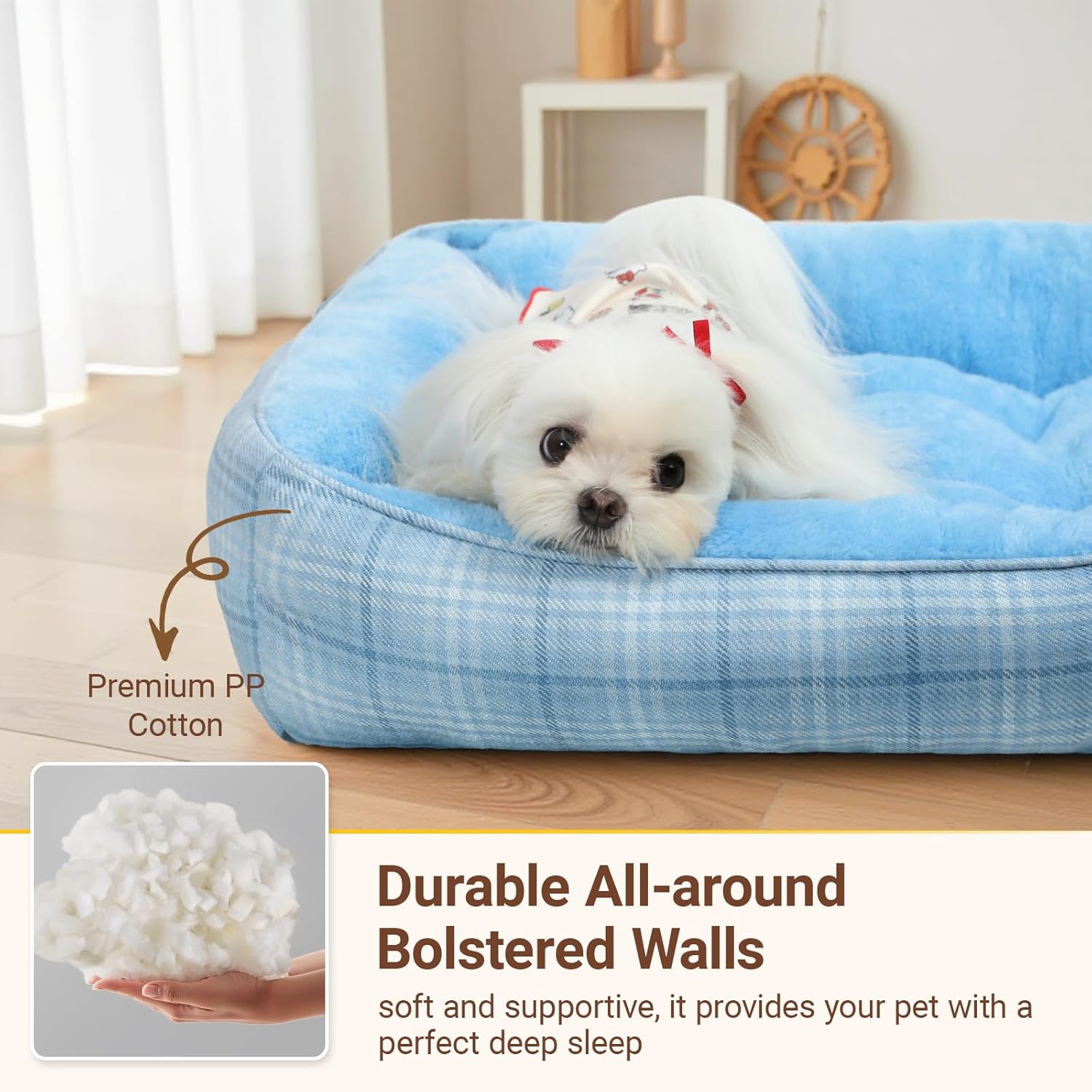 Orthopedic Cuddler Bed for Dogs & Cats (Blue)