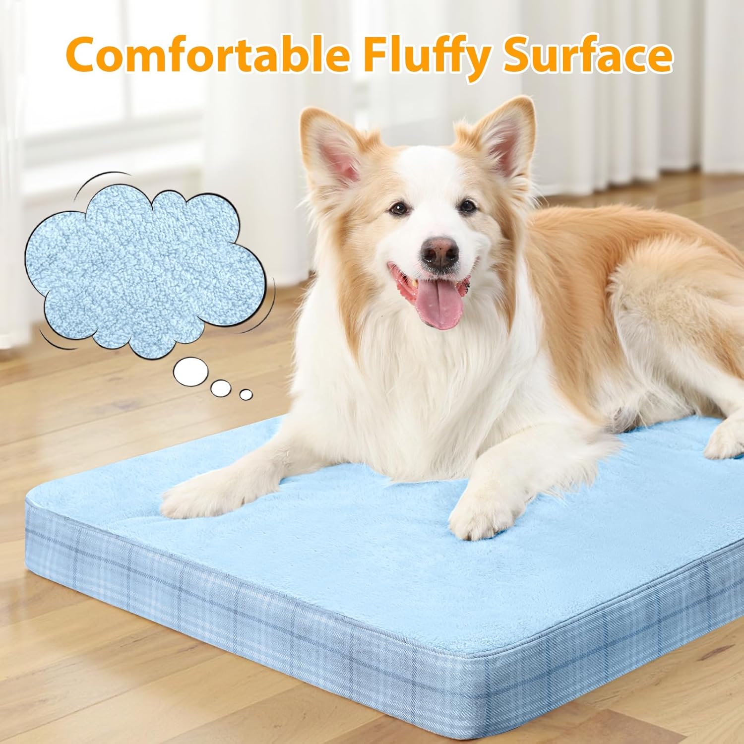 Washable Orthopedic Dog Bed for Large Dogs, L Waterproof Pet Bed with Egg Crate Foam Strong Support, Machine Washable Cover & Anti-Slip Bottom & Durable Zipper