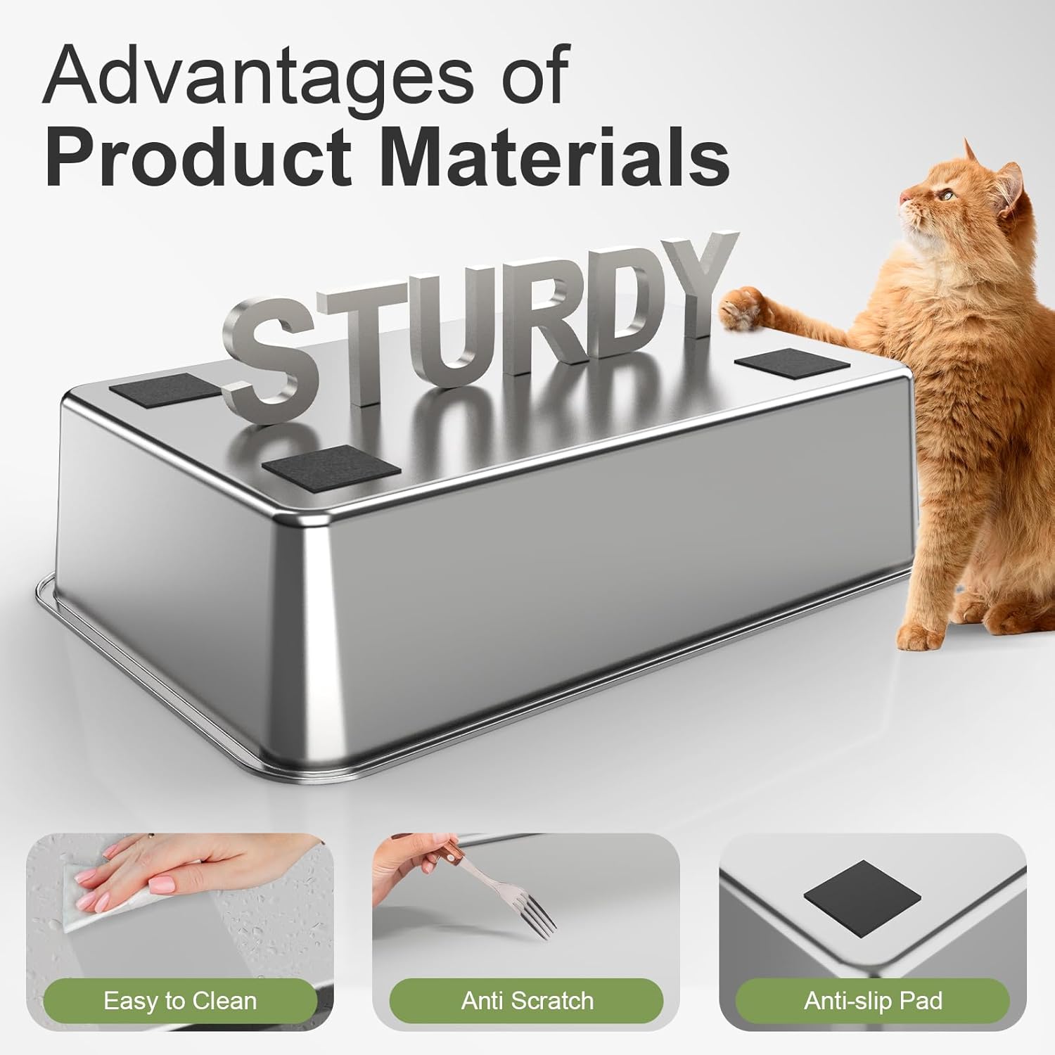 Steel Litter Box with Lid XL Extra Large Litter Box Enclosed Top Entry Metal Litterbox for Big Cats Easy Cleaning Less Leakage & High Sided with Mat Aisle & Scoop