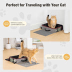 Travel Litter Box for Cats, Waterproof Leak-Proof Foldable Collapsible Kitty Box with Zipped Lid, Mat and Scoop, Easy to Carry Ideal for Hotels Cars