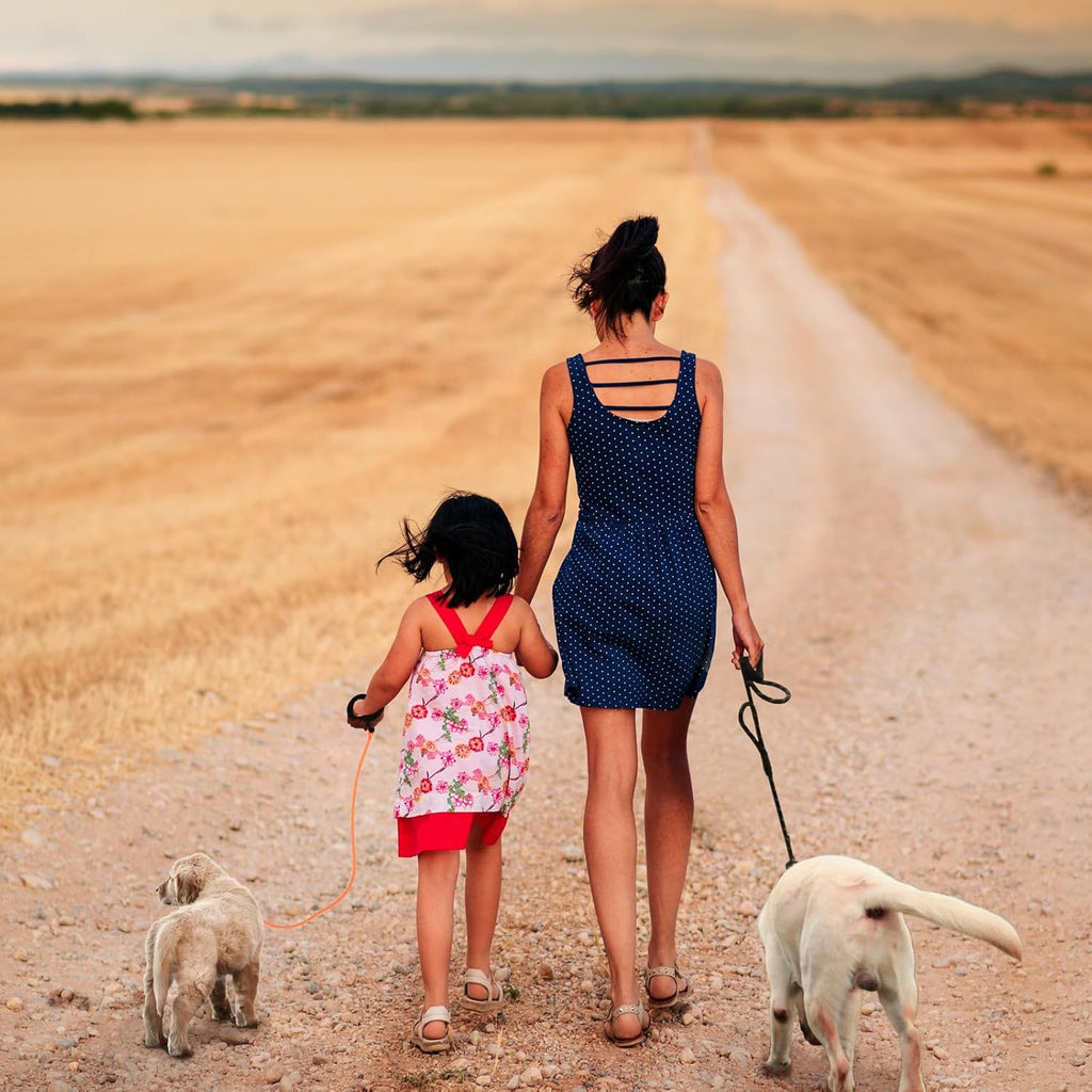 Twin Tails Leash Set - 5ft Double Handle Dog Leash and 4.5ft Lightweight Premium Rope Dog Leashes, Kid-Friendly Family Set, Reflective Pet Leashes for Small Medium and Large Dogs