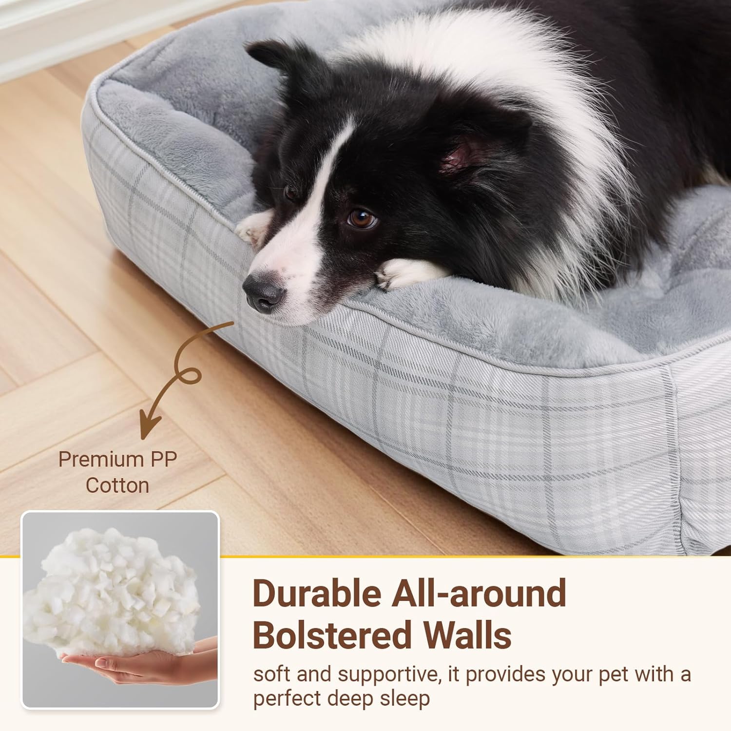 Dog Beds for Small Medium Dogs & Cats, Orthopedic Sleeping Pet Bed for Couch with Durable Puppy Cuddler and Anti-Slip Bottom Machine Washable(gray)