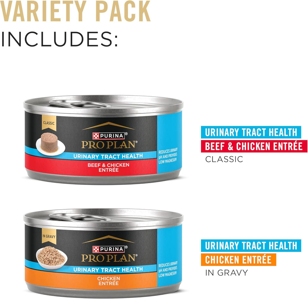 Urinary Tract Wet Cat Food Variety Pack Urinary Tract Health Beef and Chicken Entrees - (Pack of 12) 5.5 oz. Cans