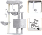 Cat Tree, 39.4 Inches Tower Condo with Scratching Post, Cat Tower for Indoor Cats, Fully Wrapped Sisal Pole, Soft Platform, 2 Baskets and Dangling Toy, Light Gray HCT006SW