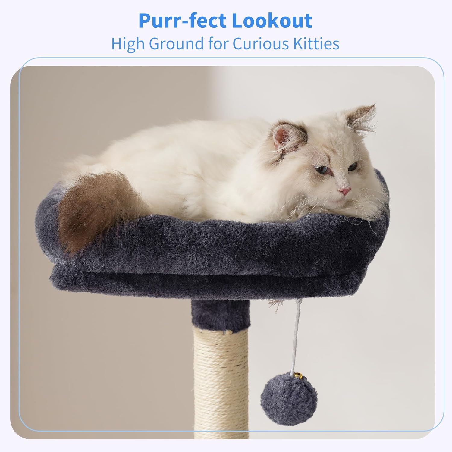 Cat Tree, 49.2 Inches Cat Tower for Indoor Cats, Spacious Cat House Condo with Hidden Space，Sturdy Steel Tube，Soft Plush Top Perch，Cozy Hammock and Sisal Scratching Posts, Smoky Gray