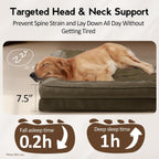 Large Dog Bed - Orthopedic Egg-Crate Memory Foam Dog Beds with Removable Washable Cover, Waterproof Pet Beds with Non-Slip Bottom(Brown)
