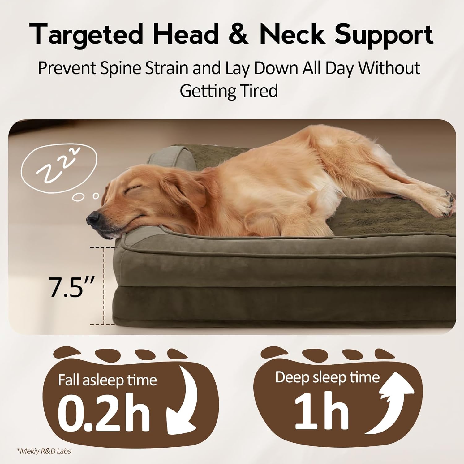 Large Dog Bed - Orthopedic Egg-Crate Memory Foam Dog Beds with Removable Washable Cover, Waterproof Pet Beds with Non-Slip Bottom(Brown)