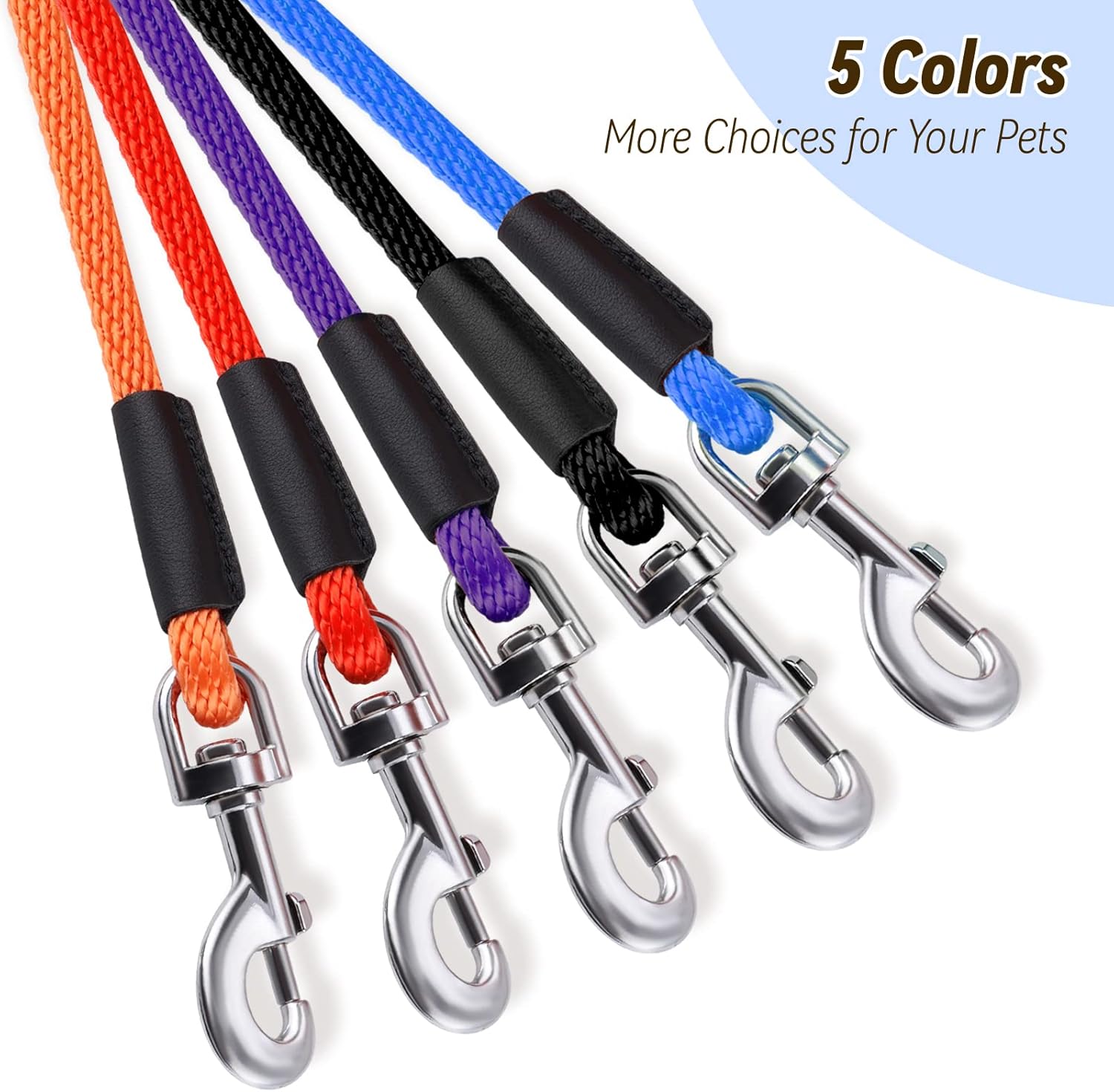 Check Cord Dog Leash Long Lead Training Tracking Line Comfortable Handle Heavy Duty Puppy Rope 10ft 15ft 30ft 50ft for Small Medium Large Dog