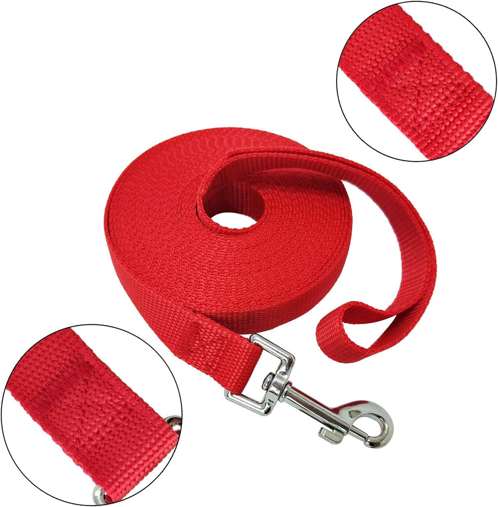 Nylon Training Dog Leash for Small Medium Large Dogs, 15ft 20ft 30ft 50ft Long Leash Dog/Puppy Lead for Obedience Recall Training, Camping (20ft, Red)