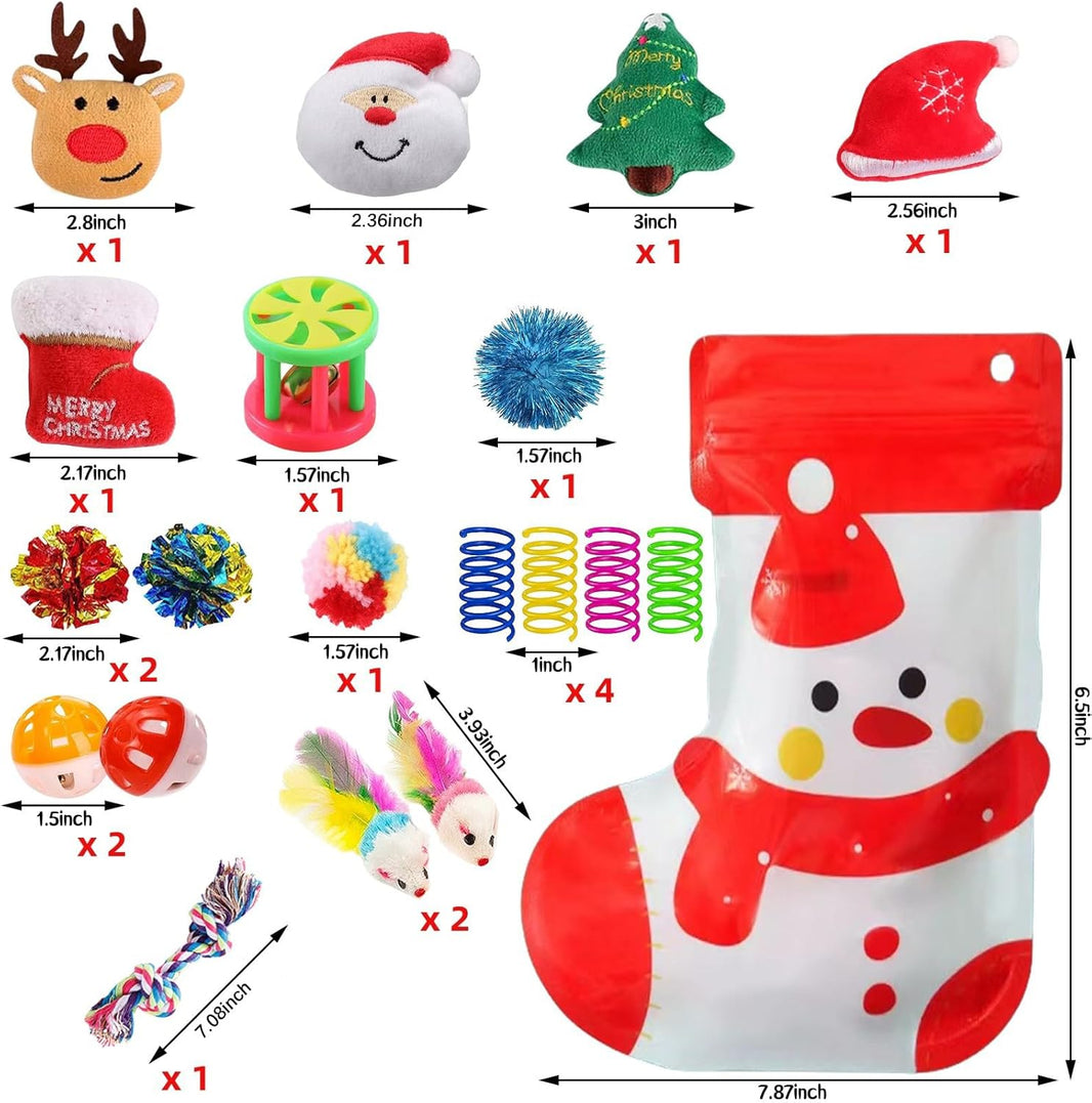 Christmas Cat Toy Stocking (19 pcs)