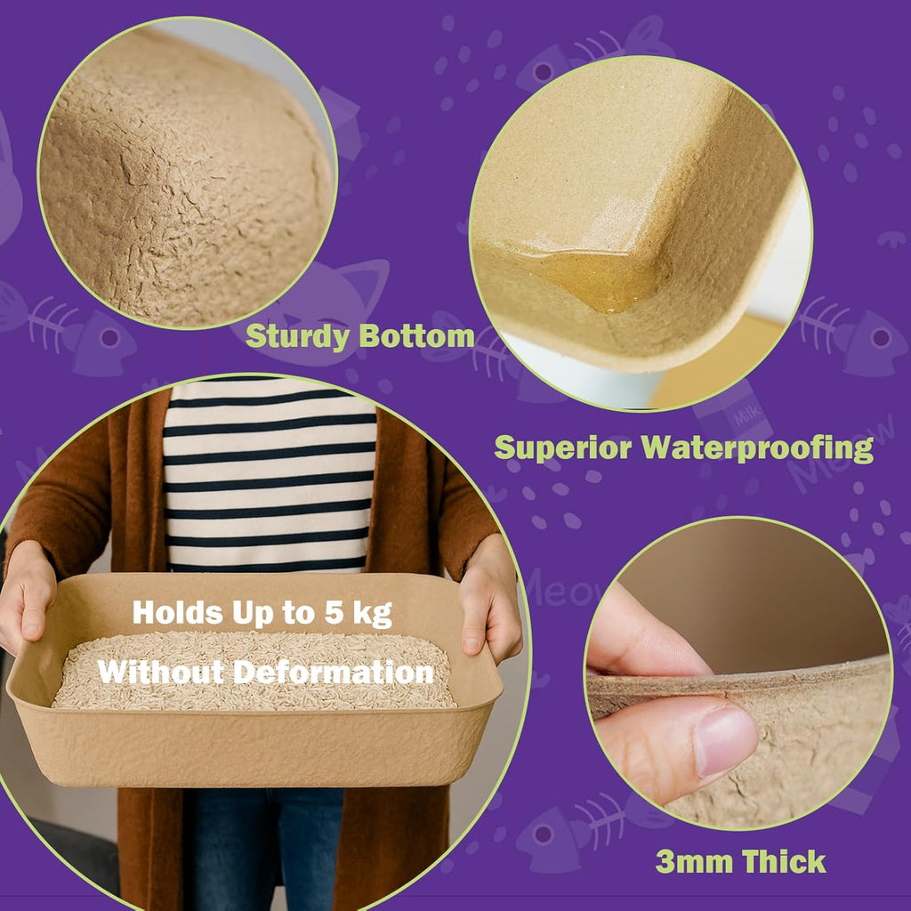 Disposable Litter Boxes for Cats, 6 Pack Cat Litter Trays for Travel, Temporary Use, or Liner – Leak-Proof, Eco-Friendly, Easy Clean-Up