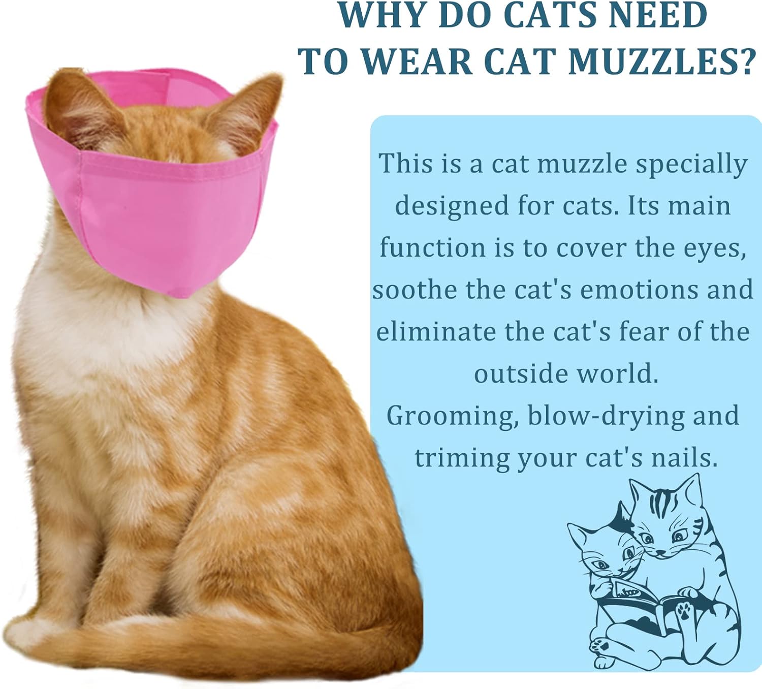 3 Pieces Cat Muzzles Breathable Mesh Muzzles Cat Grooming Restraint Bags with Muzzle Anti Bite Anti Meow for Prevent Cats from Biting Grooming and Nail Trimming