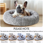 Calming Dog Bed Medium Size Dog, Anti-Anxiety Donut Medium Pet Bed, 31 inches Fluffy Faux Fur Round Cat Bed, Fits up to 45 lbs Pets (Smoke Grey)