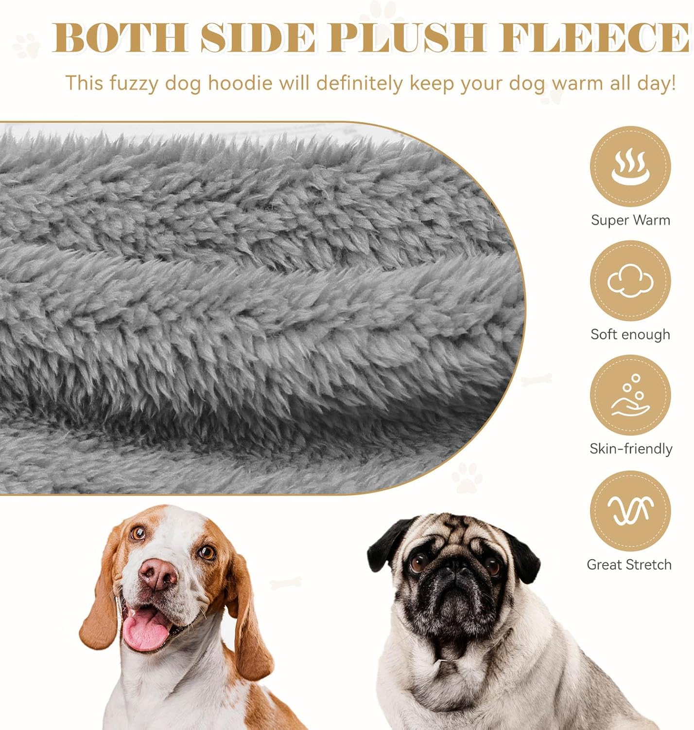Fuzzy Dog Sweaters for Large Dogs Dog Hoodie Soft Double-Sided Plush Pet Sweater Fleece Clothes Coats Pet Hoodie Sherpa Hooded Sweatshirt