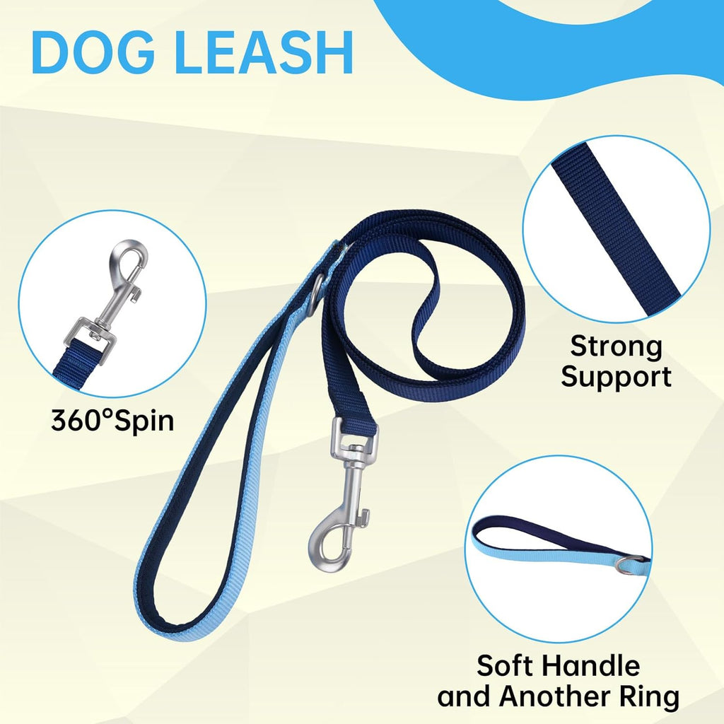 Dog Harness Leash and Collar Set, Soft Adjustable Dogs Vest Reflective and Comfortable Handle Blue Small