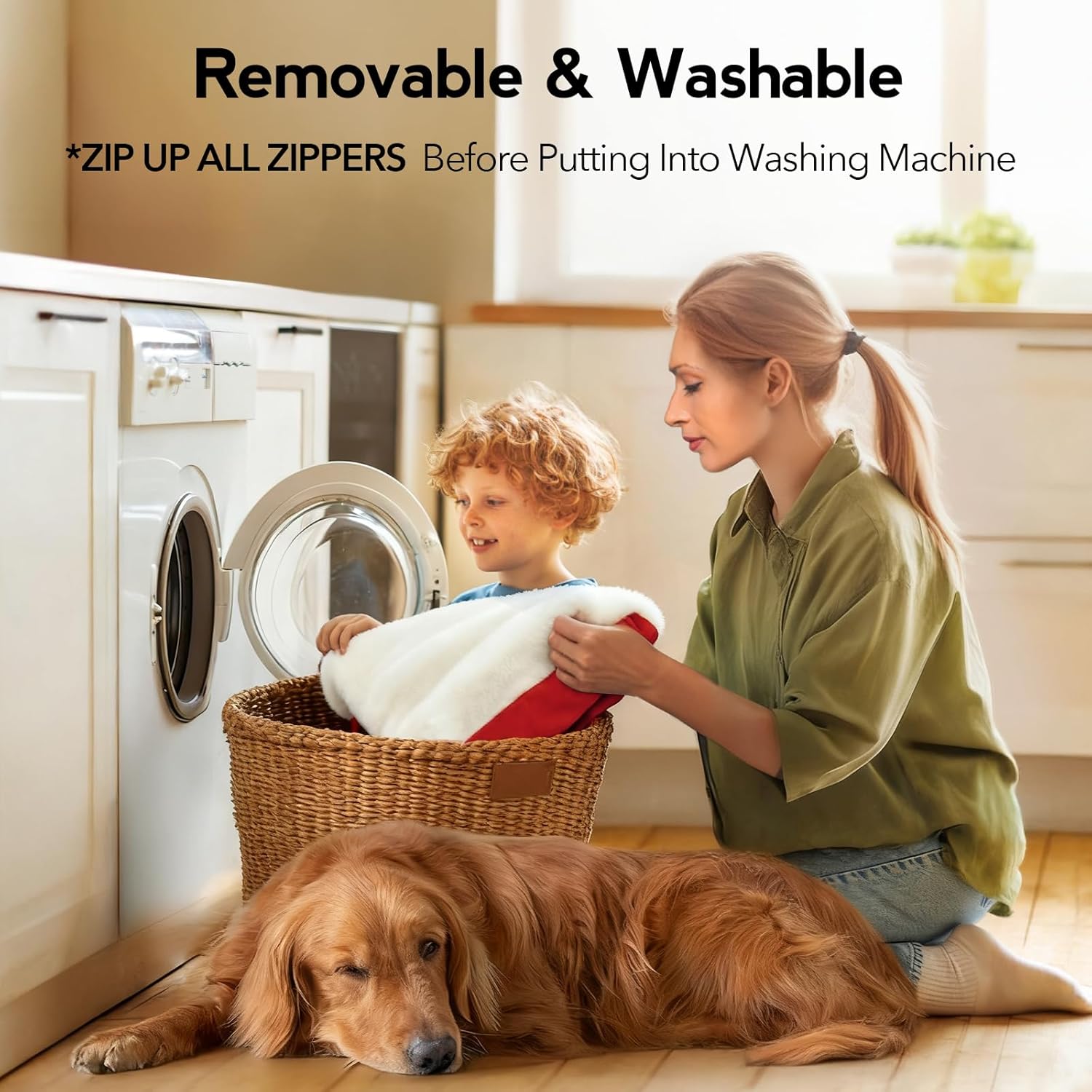 Large Dog Bed - Orthopedic Egg-Crate Memory Foam Dog Beds with Removable Washable Cover, Waterproof Pet Beds with Non-Slip Bottom, (Red)