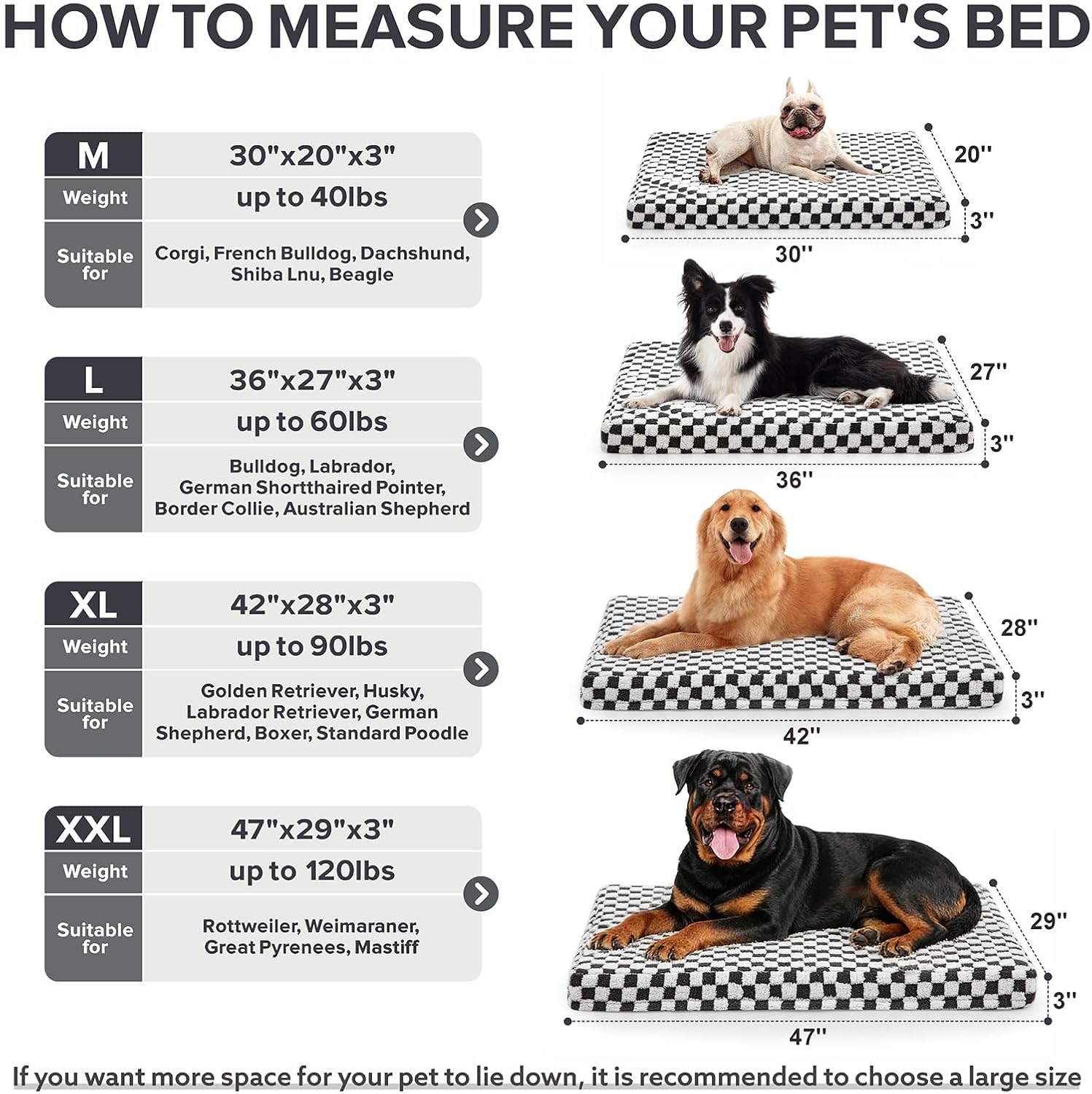 Dog Bed for Medium Dogs, Large Orthopedic Dog Bed with Removable Washable Cover, Cute Modern Plush & Memory Egg Crate Foam Dog Bed(Black))