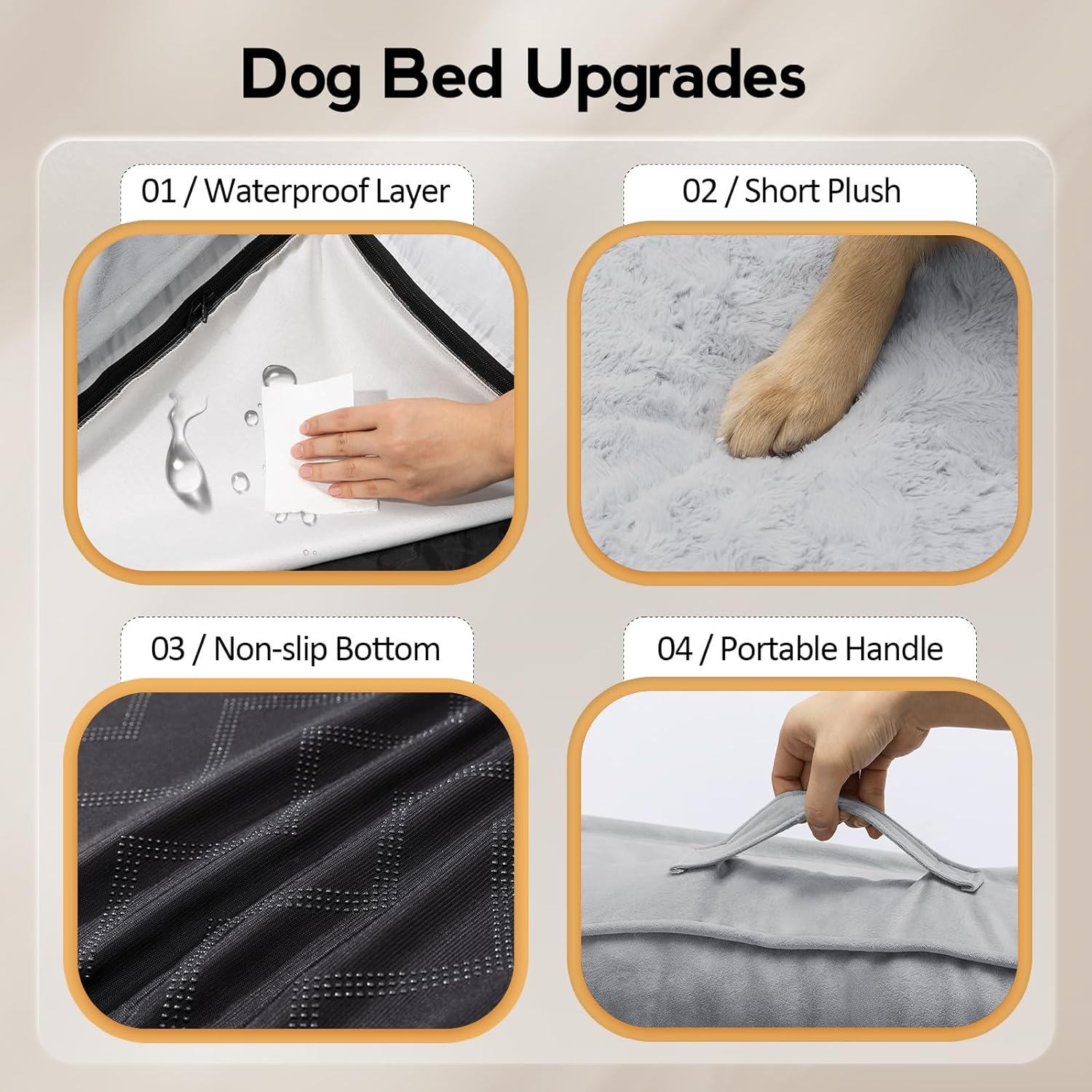 Waterproof Orthopedic Memory Foam Dog Bed (Gray)