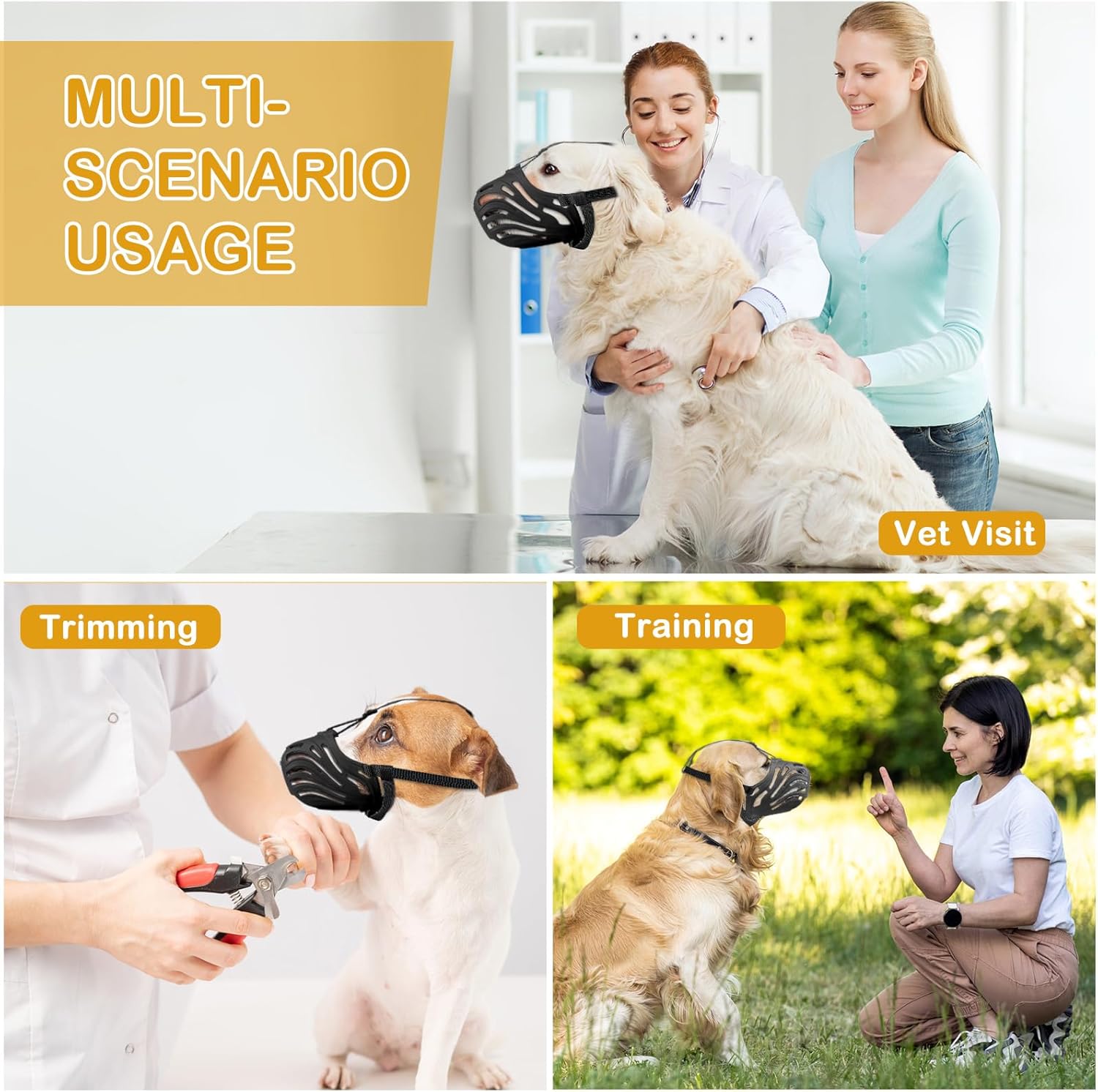 Dog Muzzle, Soft Breathable Dog Muzzles Suitable Dogs, Adjustable Basket Muzzles Prevents Chewing and Biting for Grooming Trimming Training
