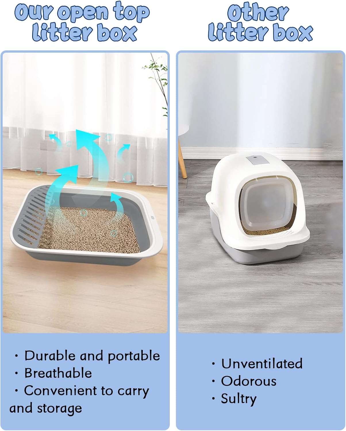 Kitten Litter Box Low Entry Litter Box for Senior Cats - Shallow Cat Litter Pan Collapsible Litterbox for Travel Grey