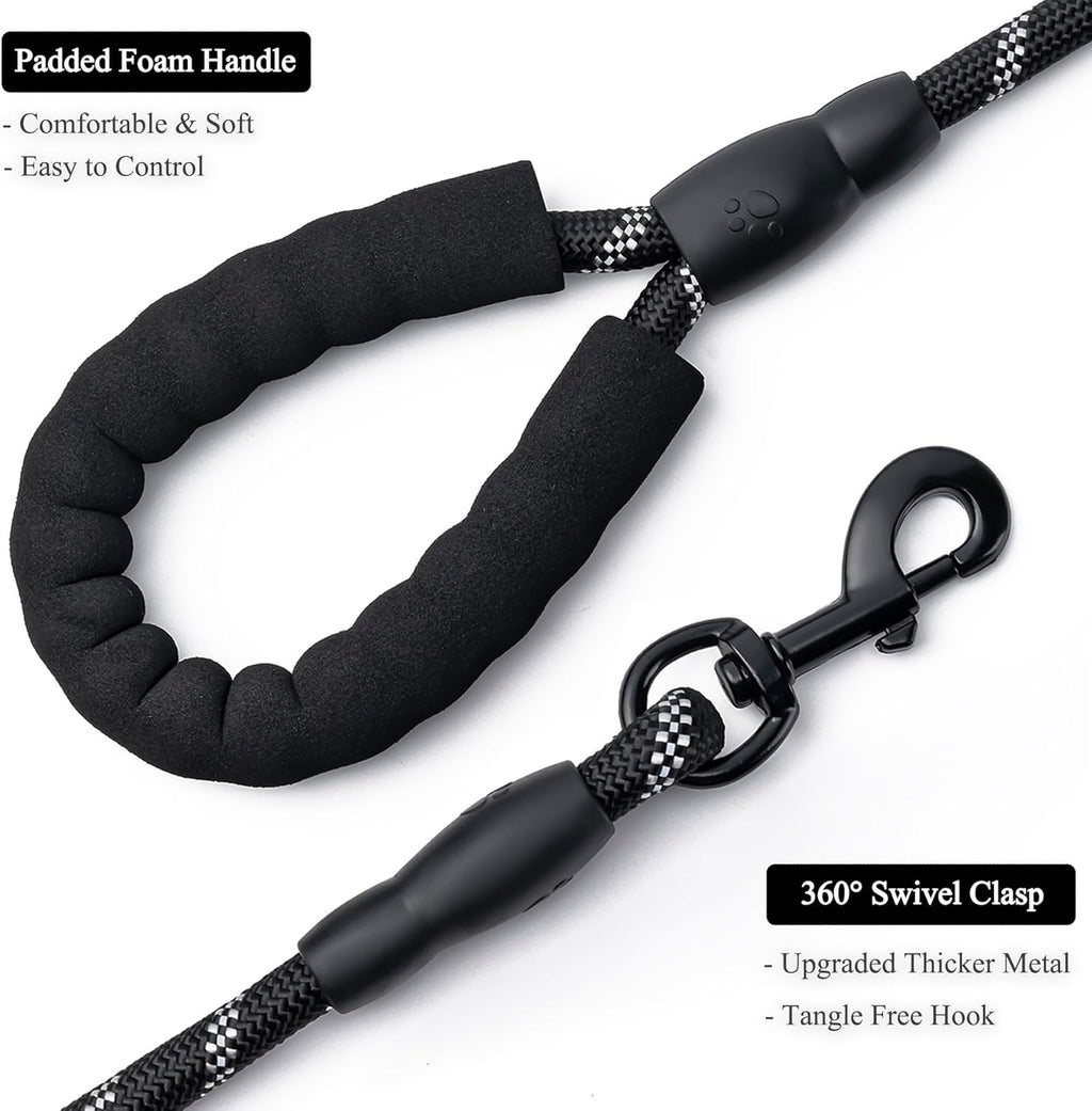 2 Pack Dog Leash, 4/5//6 FT Heavy Duty Nylon Rope Pet Leashes with Comfortable Padded Handle, Reflective Dog Leashes for Small Medium and Large Dogs