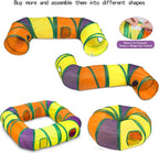 Cat Tunnel with Play Ball, Interactive Peek-a-Boo Cat Toys Cat Tube Toy, Colorful L-Tunnel
