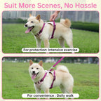 Dog Harness Leash and Collar Set, Soft Adjustable Dogs Vest Reflective and Comfortable Handle Pink Small