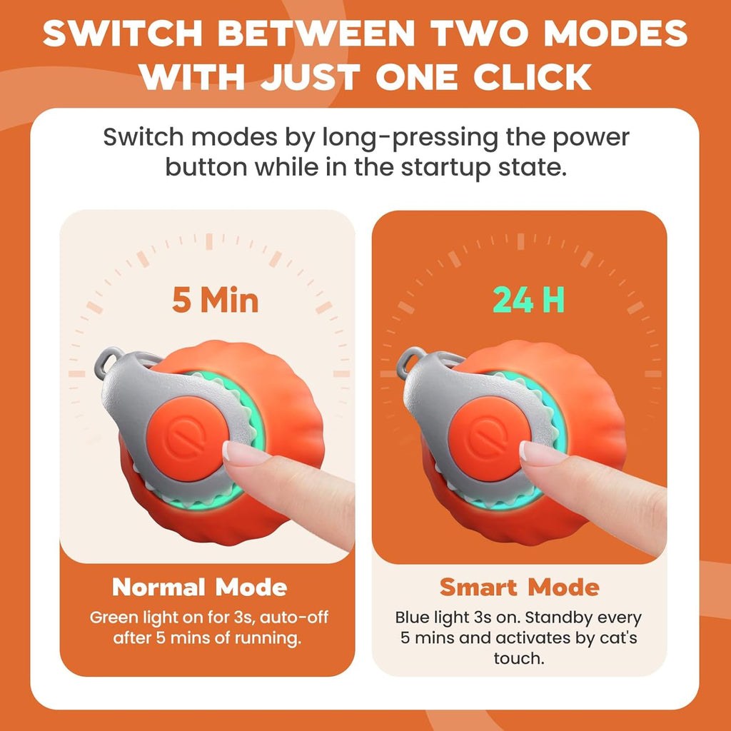 Cat Toy for Indoor Cats, Two Speed Smart Automatic Cat Toy Moving Ball with Tail, Rechargeable Motion Activated Cat Toys for Bored Indoor Adult Cats (Adapter Not Included)