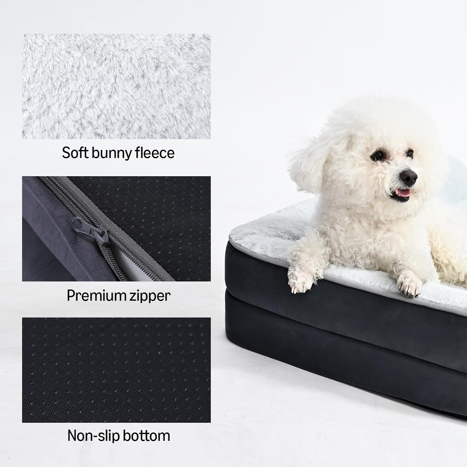 Dog Bed for Small Dogs, Anti-Slip Pet Sofa Bed for Indoor Dogs, Crate Bed, Gray,