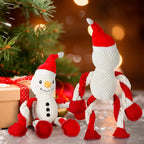Christmas Dog Toys, Squeaky Snowman Plush with Ropes for Tug of War, Durable Interactive Chew Toys for Puppy Small Medium Large Dogs