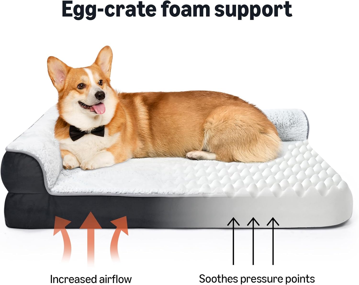 Dog Bed for Small Dogs, Anti-Slip Pet Sofa Bed for Indoor Dogs, Crate Bed, Gray,