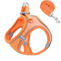 S Orange Soft Mesh Dog Harness and Leash Set,No Escape Puppy Harnesses for Training Walking， Reflective Adjustable Puppy Vest for Small Medium Dogs, Cats (Orange, S)