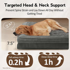 Large Dog Bed - Orthopedic Egg-Crate Memory Foam Dog Beds with Removable Washable Cover, Waterproof Pet Beds with Non-Slip Bottom(Dark grey)