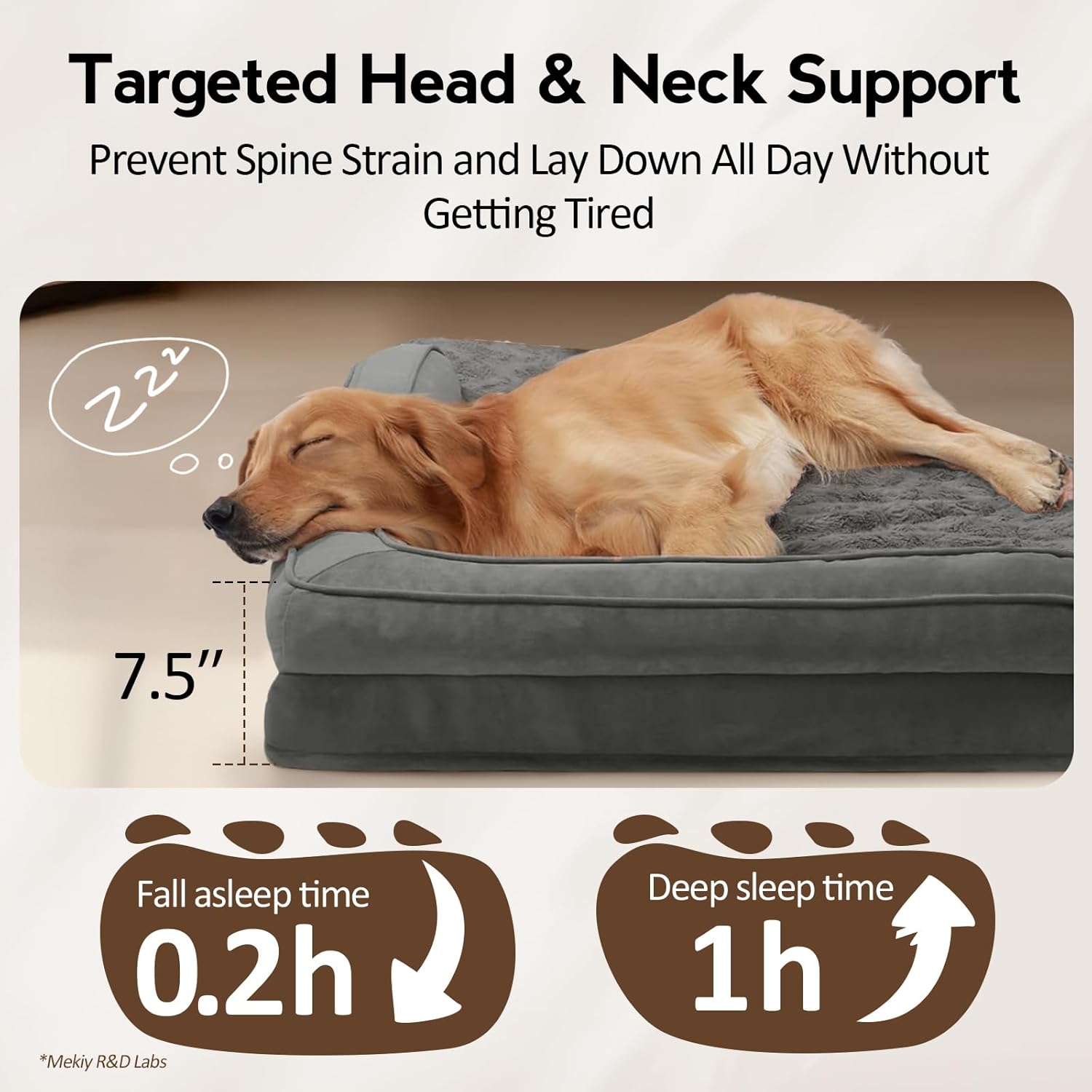 Large Dog Bed - Orthopedic Egg-Crate Memory Foam Dog Beds with Removable Washable Cover, Waterproof Pet Beds with Non-Slip Bottom(Dark grey)