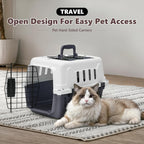 Hard-Sided Travel Pet Carrier for Small Dogs and Cats, Plastic Dog Carriers with 2-Door Top & Front Load & Ventilation & Security Lock, Cat Dog Carrier for Pet, up to 10lbs, Grey