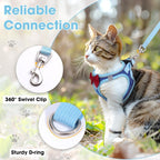Cat Vest Harness and Leash Set for Walking Escape Proof, Adjustable Kitten Harness Breathable Mesh with Reflective Strips Harness for Kitty Puppy Bunny