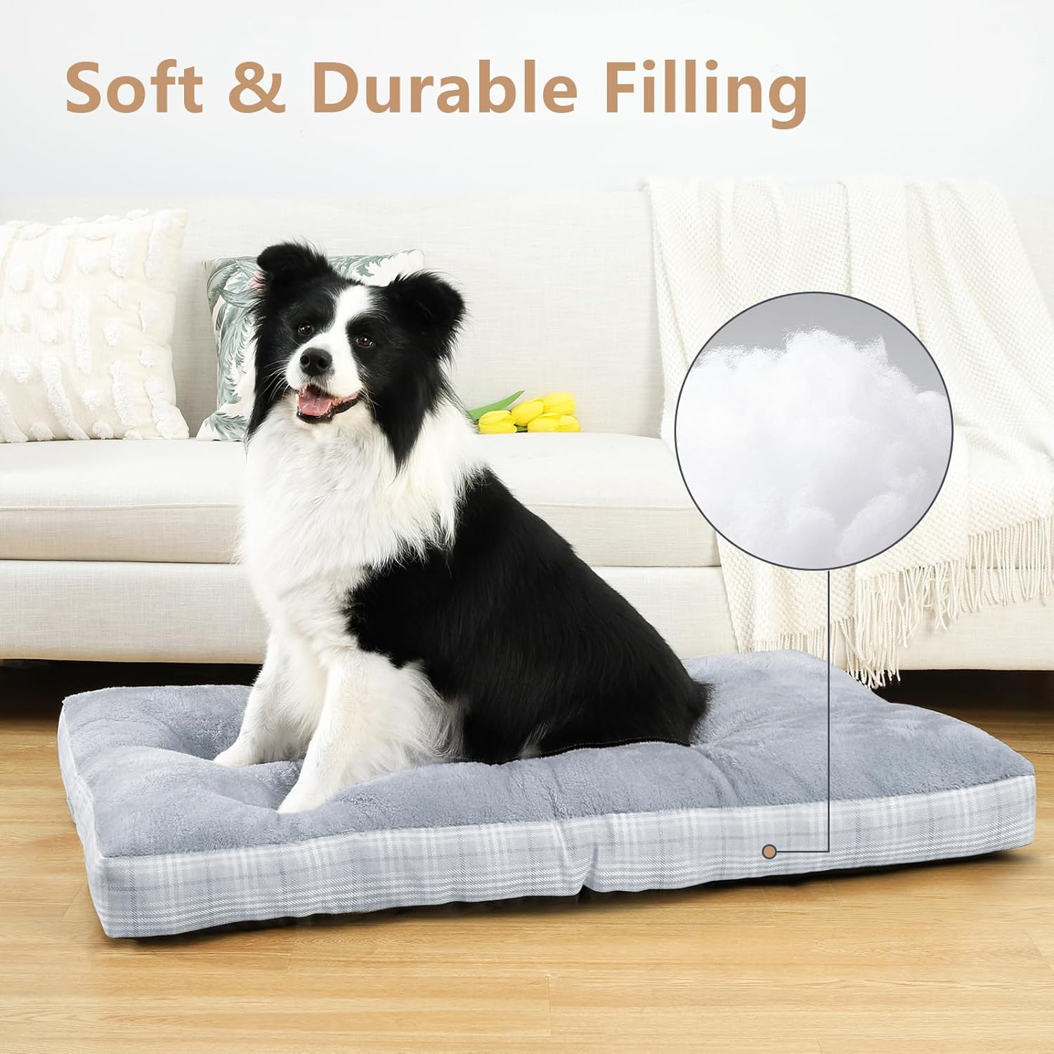 Washable L Dog Bed for Large Dogs with Anti-Slip Bottom, Premium Foam Pet Pad for Crate for Large Medium Small Sized Puppies(Grey) (Copy)
